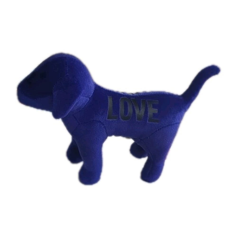 Victoria's Secret Pink Dark Purple Velour "Love" Plush Dog Stuffed Animal